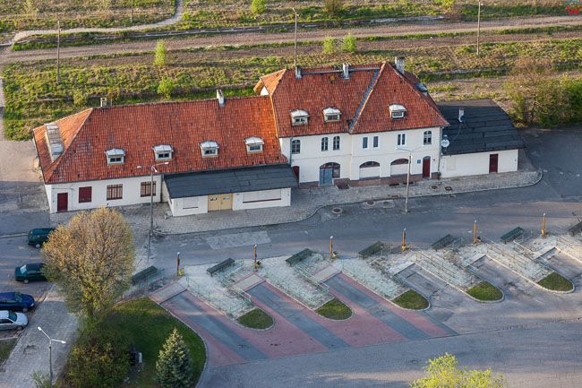 Lidzbark Warminski, dworzec PKP/PKS. EU, PL, Warm-Maz. Lotnicze